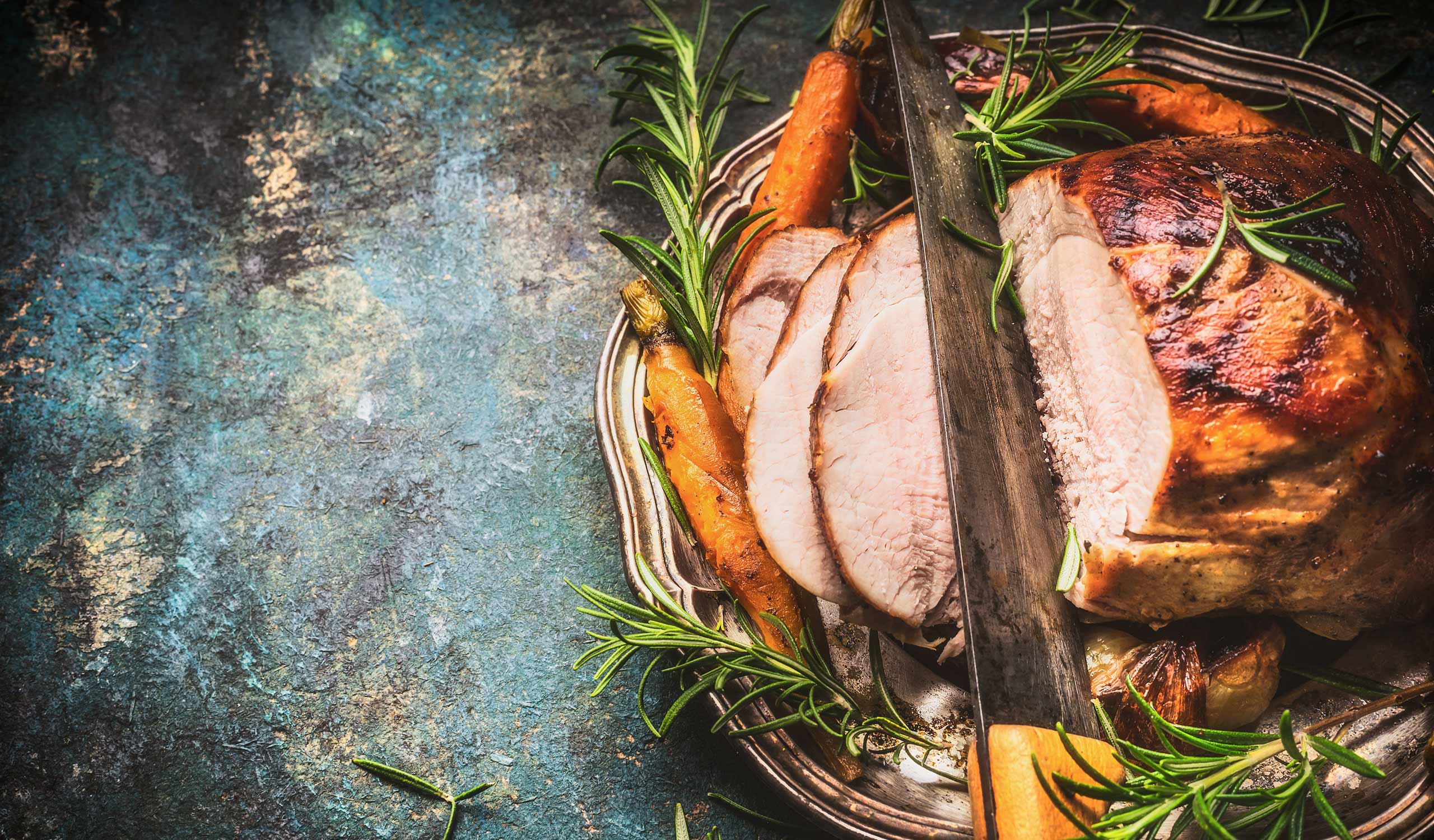 gourmet roast turkey with fresh rosemary