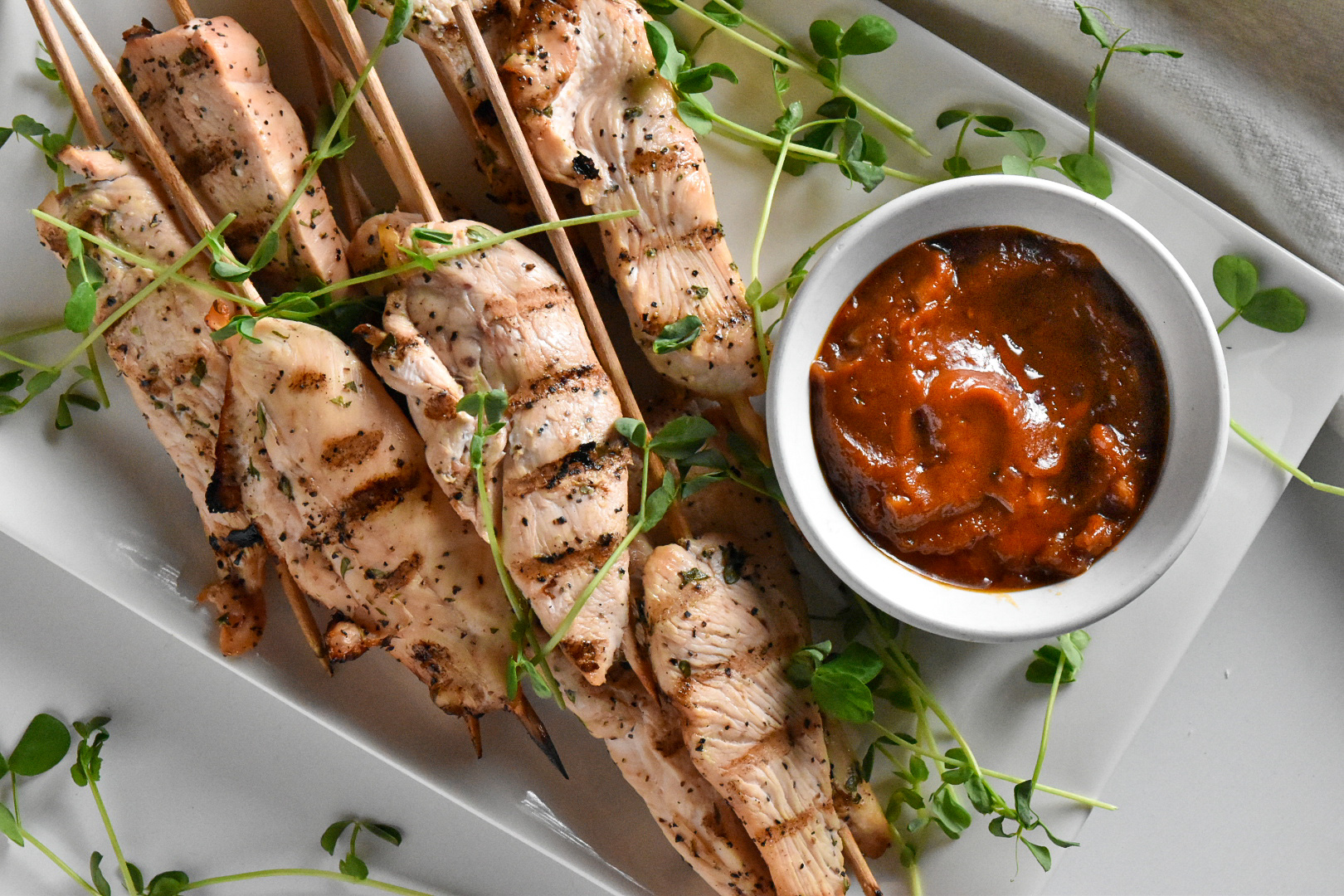 Grilled Lemon Chicken with Peanut Satay Sauce