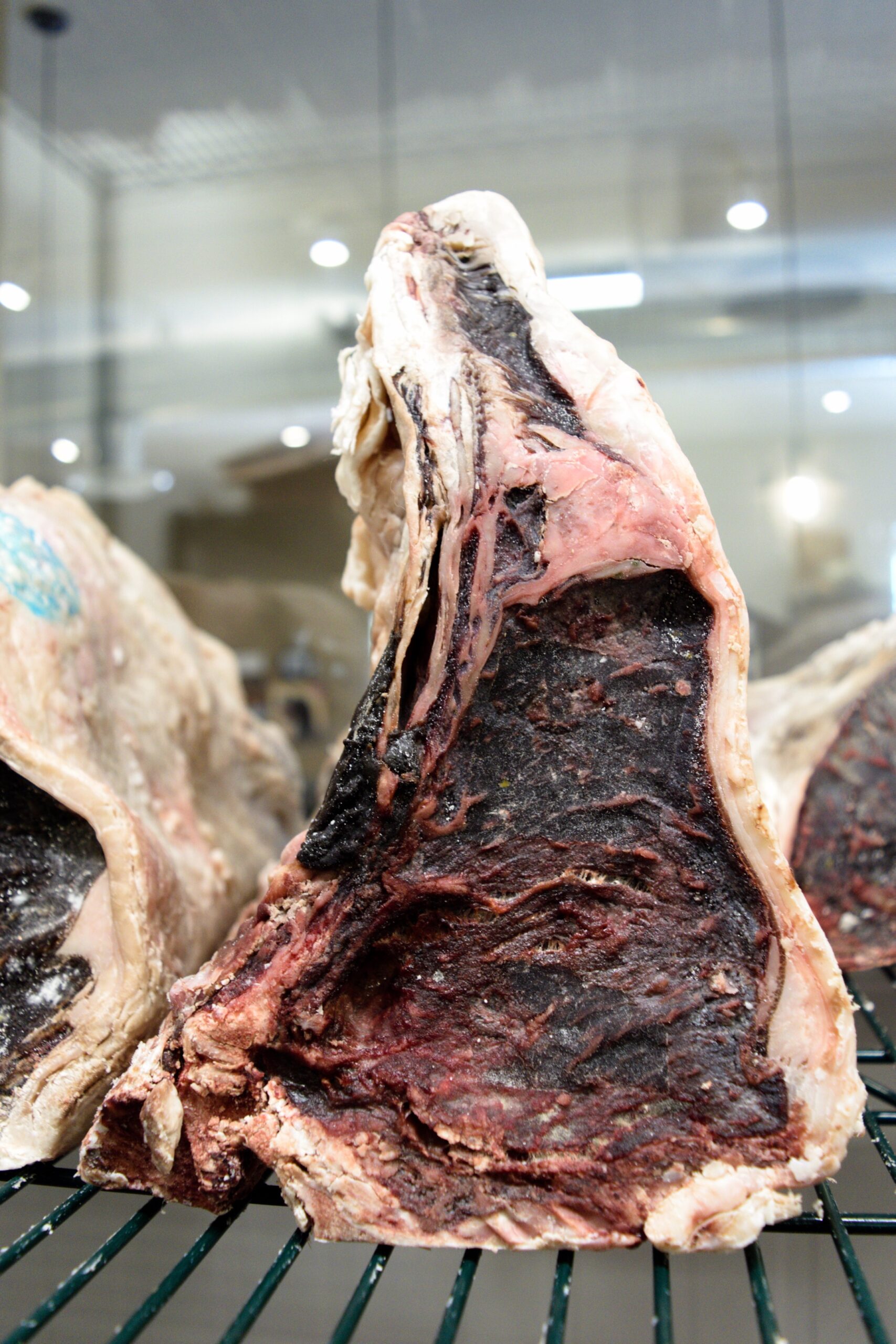 Angus Beef Loin Aging in a Butcher Shop Window