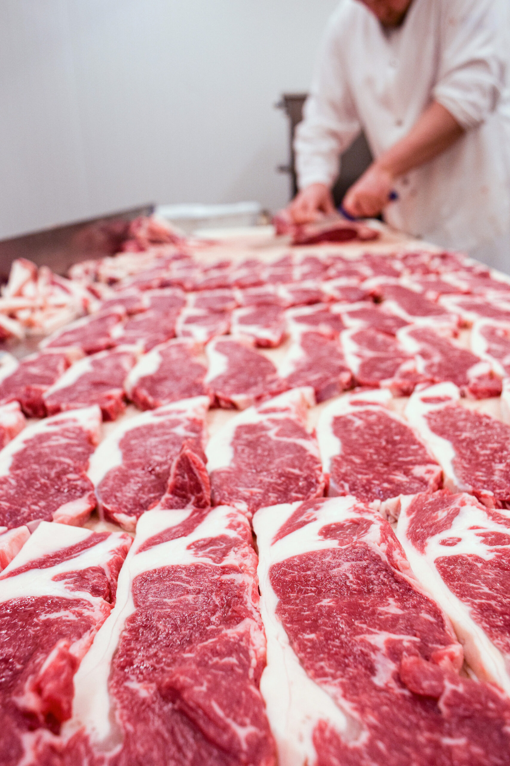 Angus Steaks on a Butcher Counter at Heatherlea Farm Shoppe in Caledon.