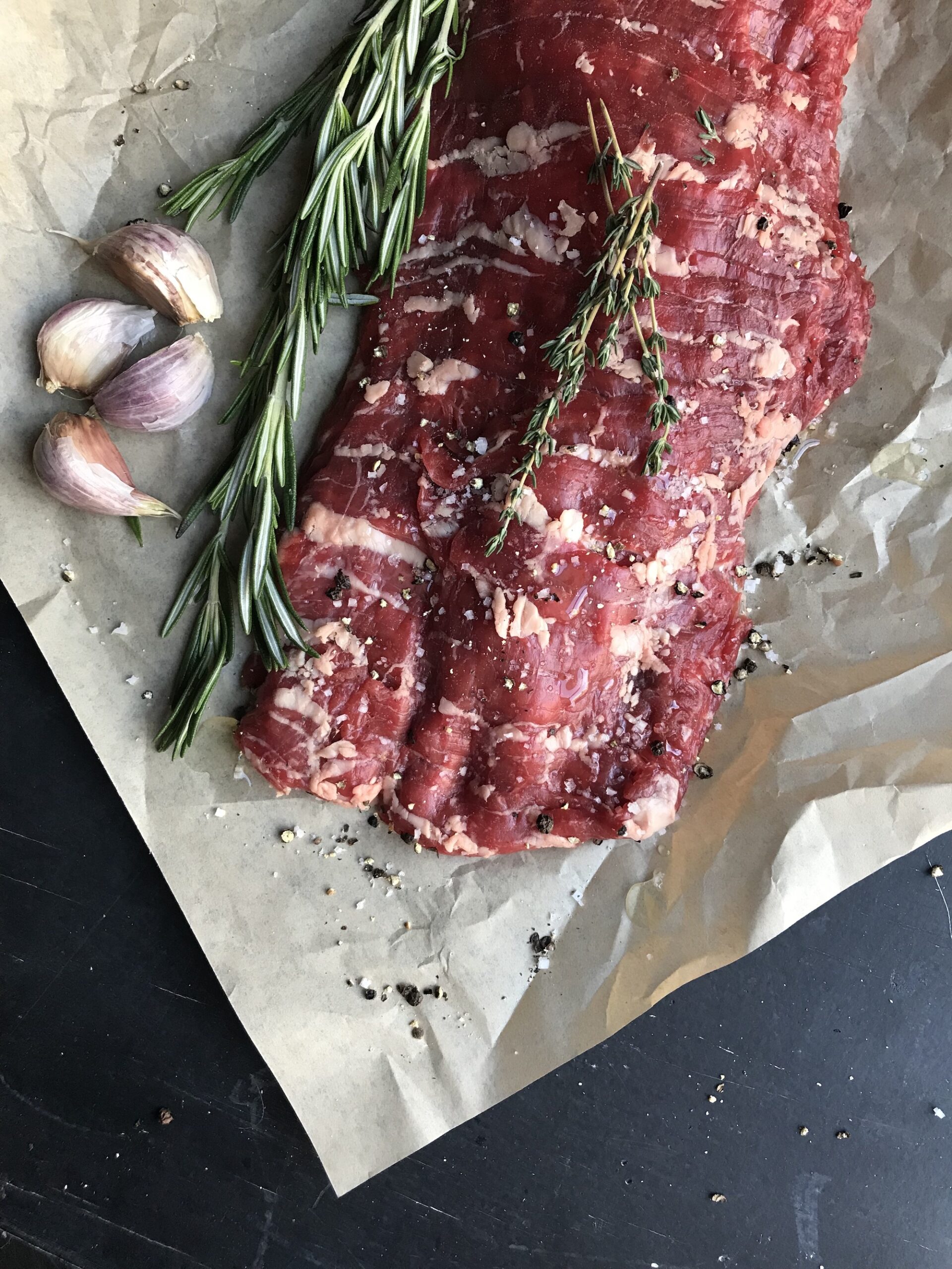 Secondary beef cuts included in a side of beef are flank, skirt and bavette.