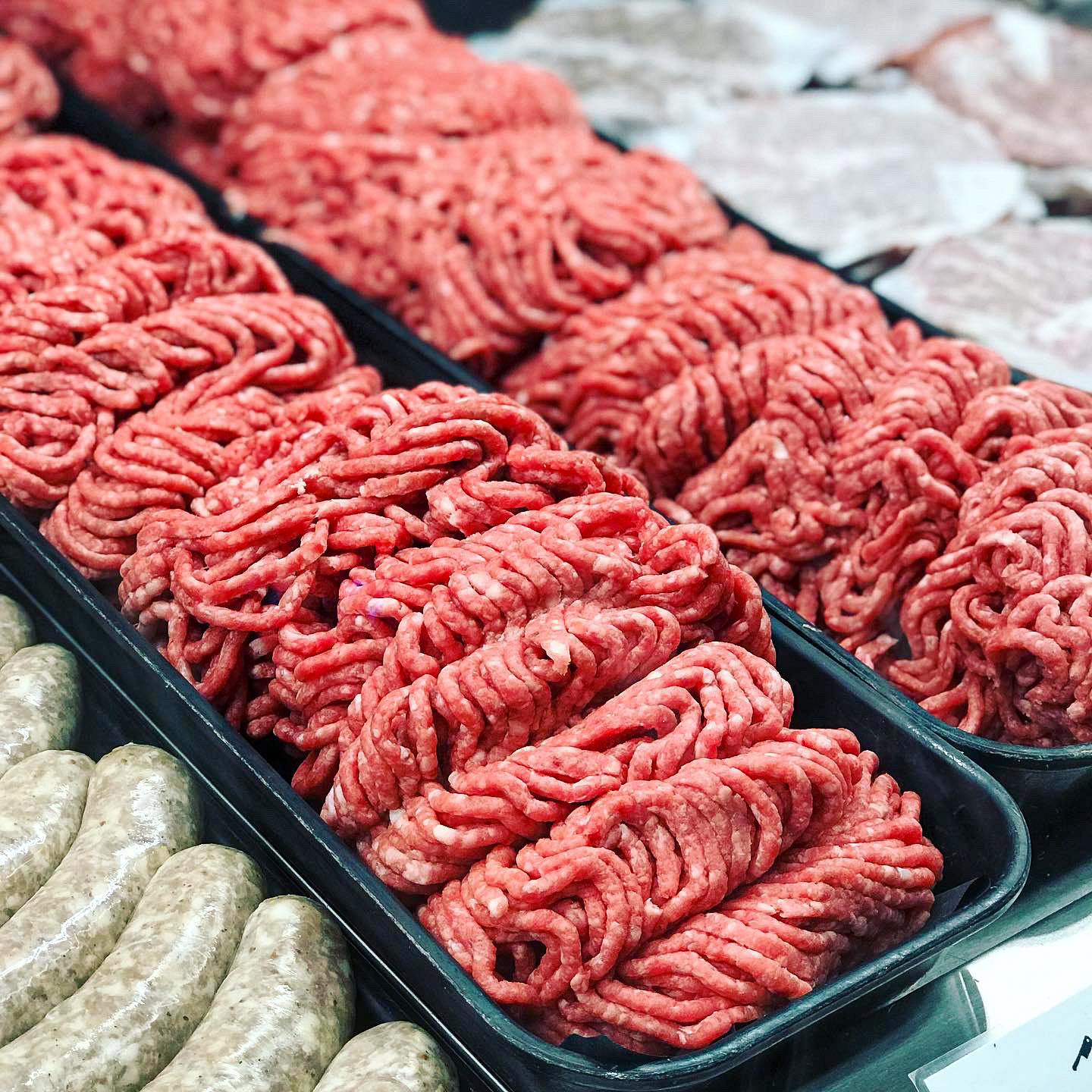 Ground Beef at a butcher shop