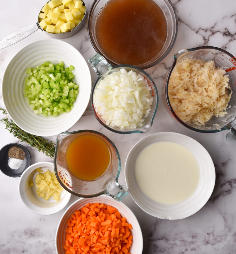 Ingredients for Sausage and Sauerkraut Soup