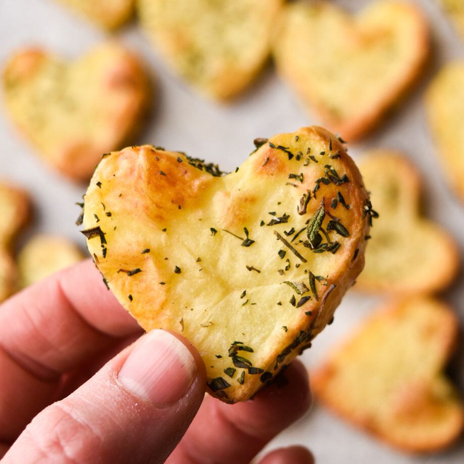 Heart shaped potatoes that are roasted in herbs