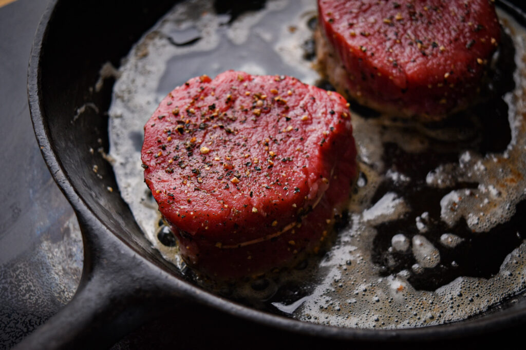 Pan-Seared Beef Tenderloin Filet Mignon Steaks