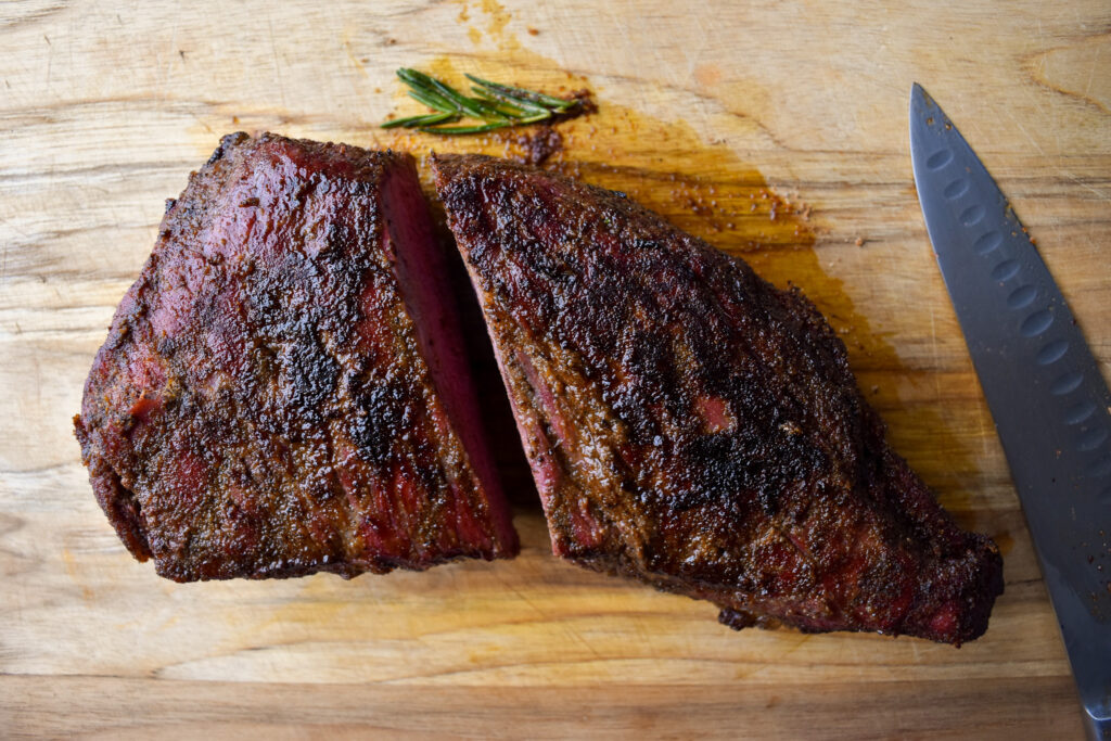 Tri tip has grains that run in different directions