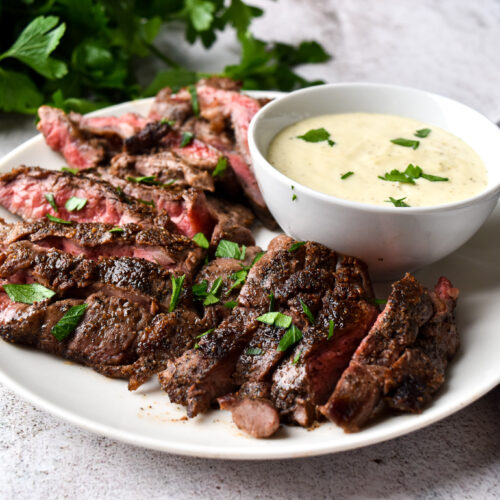 Oyster Steak with Horseradish Aioli