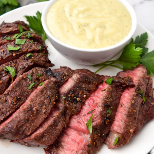 Grilled Denver Steak with Gorgonzola Sauce