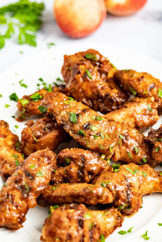 Peach Bourbon BBQ Sauce Chicken Wings